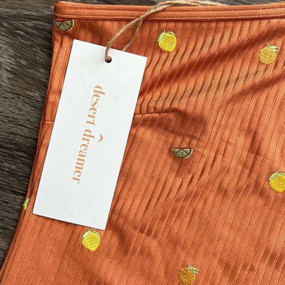 NWT Urban Outfitters Desert Dreamer Ribbed Orange Lemon Lime One Piece Medium - Picture 2 of 6